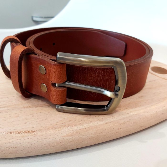 Кафяв кожен колан с тока хамелеон